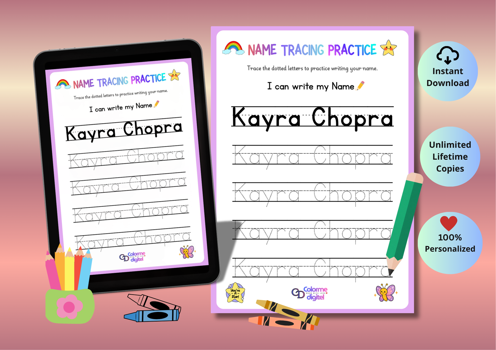 PERSONALIZED NAME TRACING PRACTICE WORKSHEET 03
