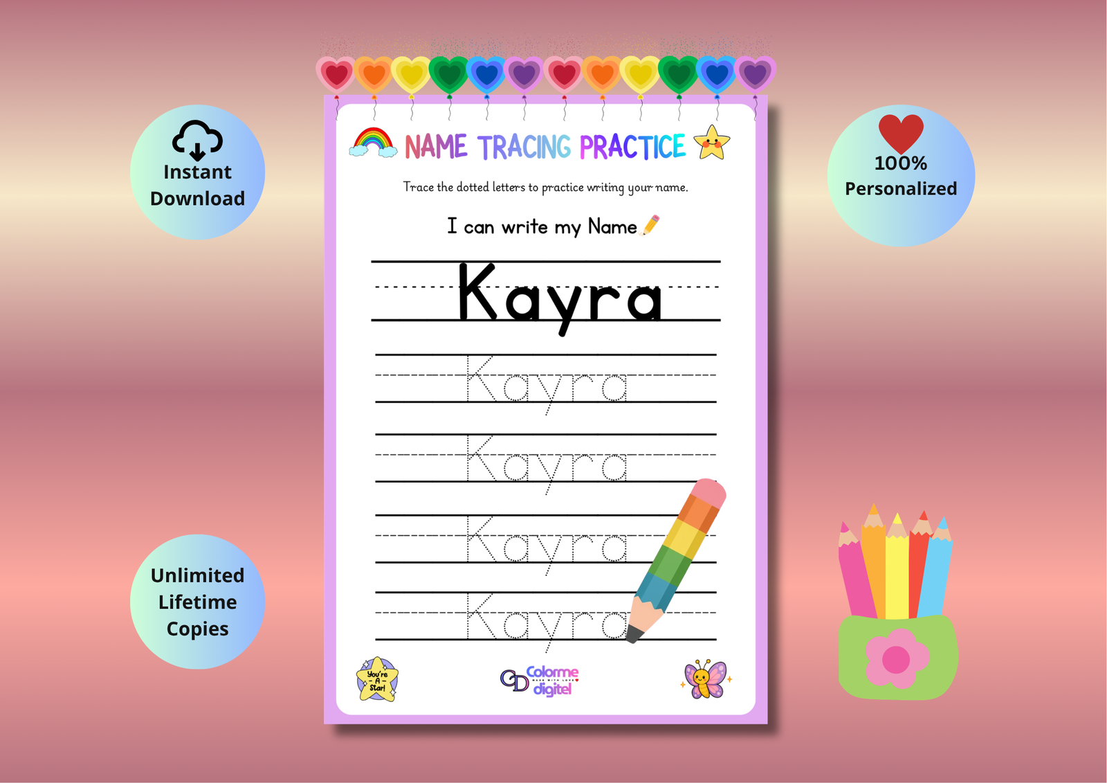 PERSONALIZED NAME TRACING PRACTICE WORKSHEET 05
